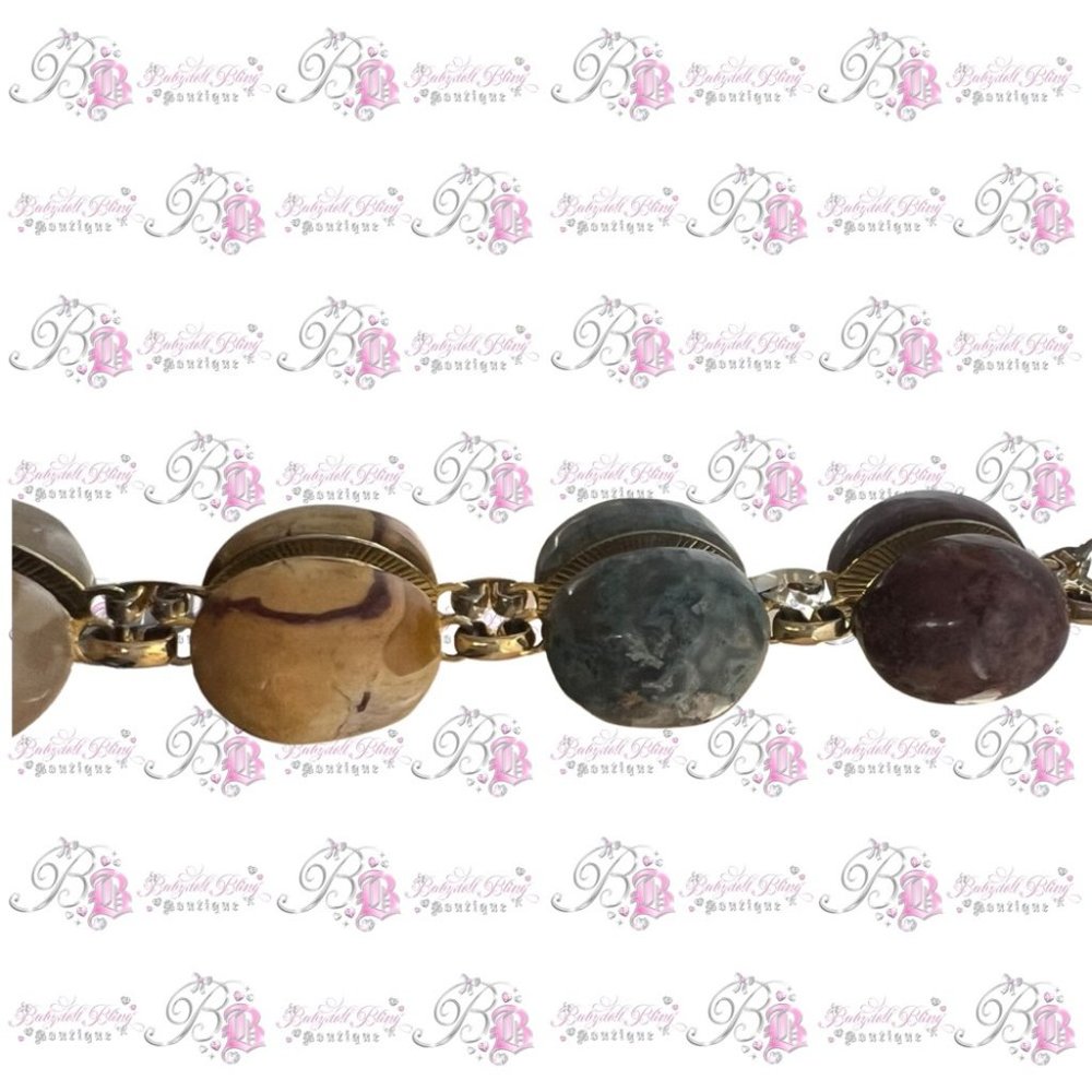 1940s scarab bracelet EGYPTIAN STYLE GOLD real gem stone healing crystals 💎⭐️ - Picture 5 of 12